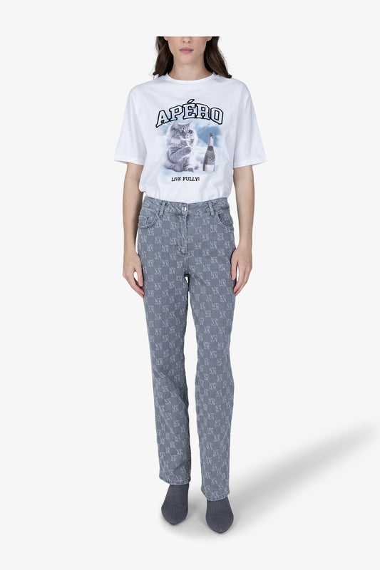 Jeans with a Checkerboard Pattern