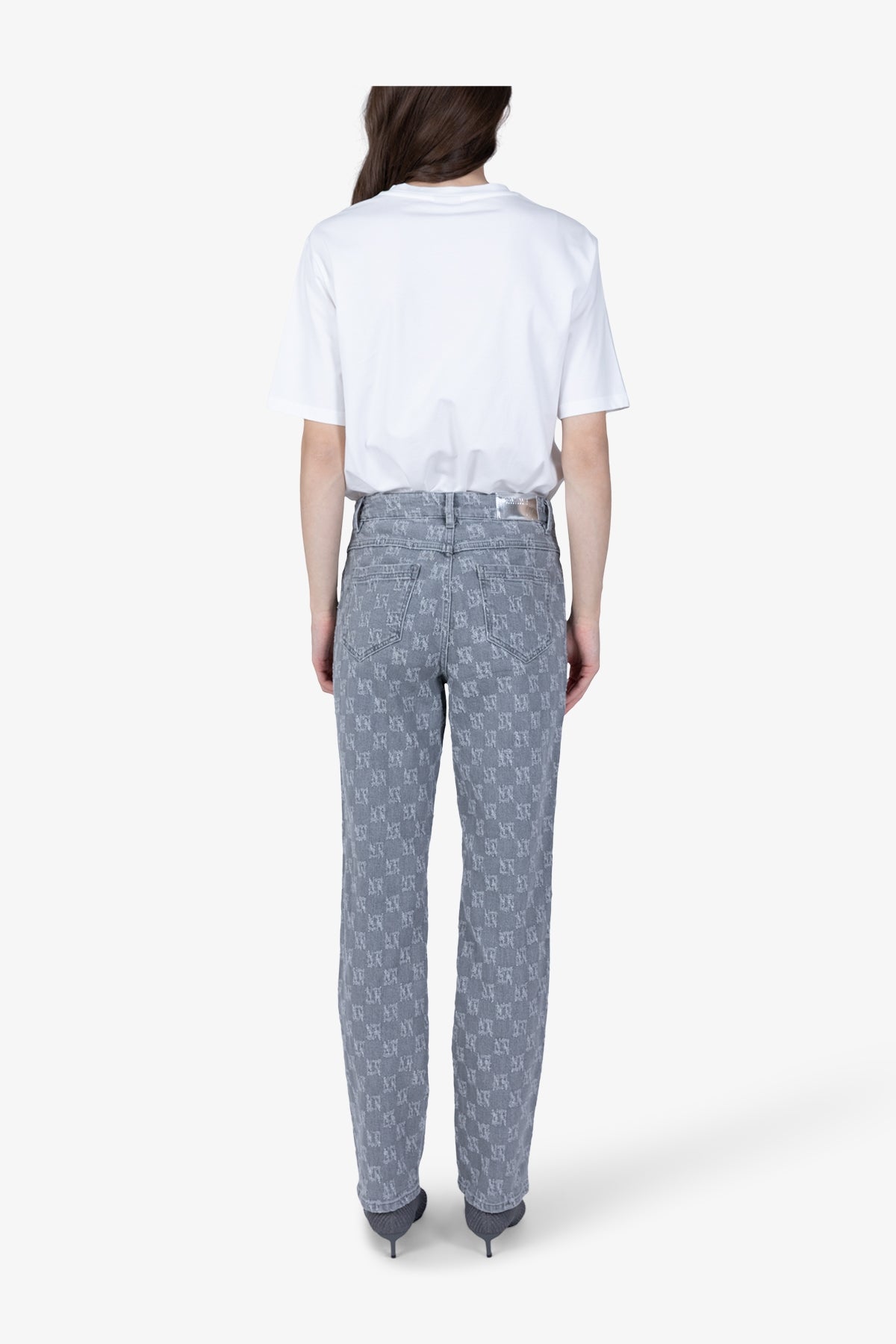 格纹图案修身长裤