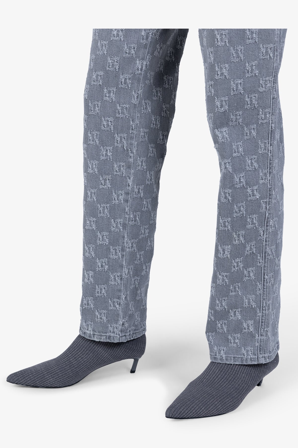 格纹图案修身长裤