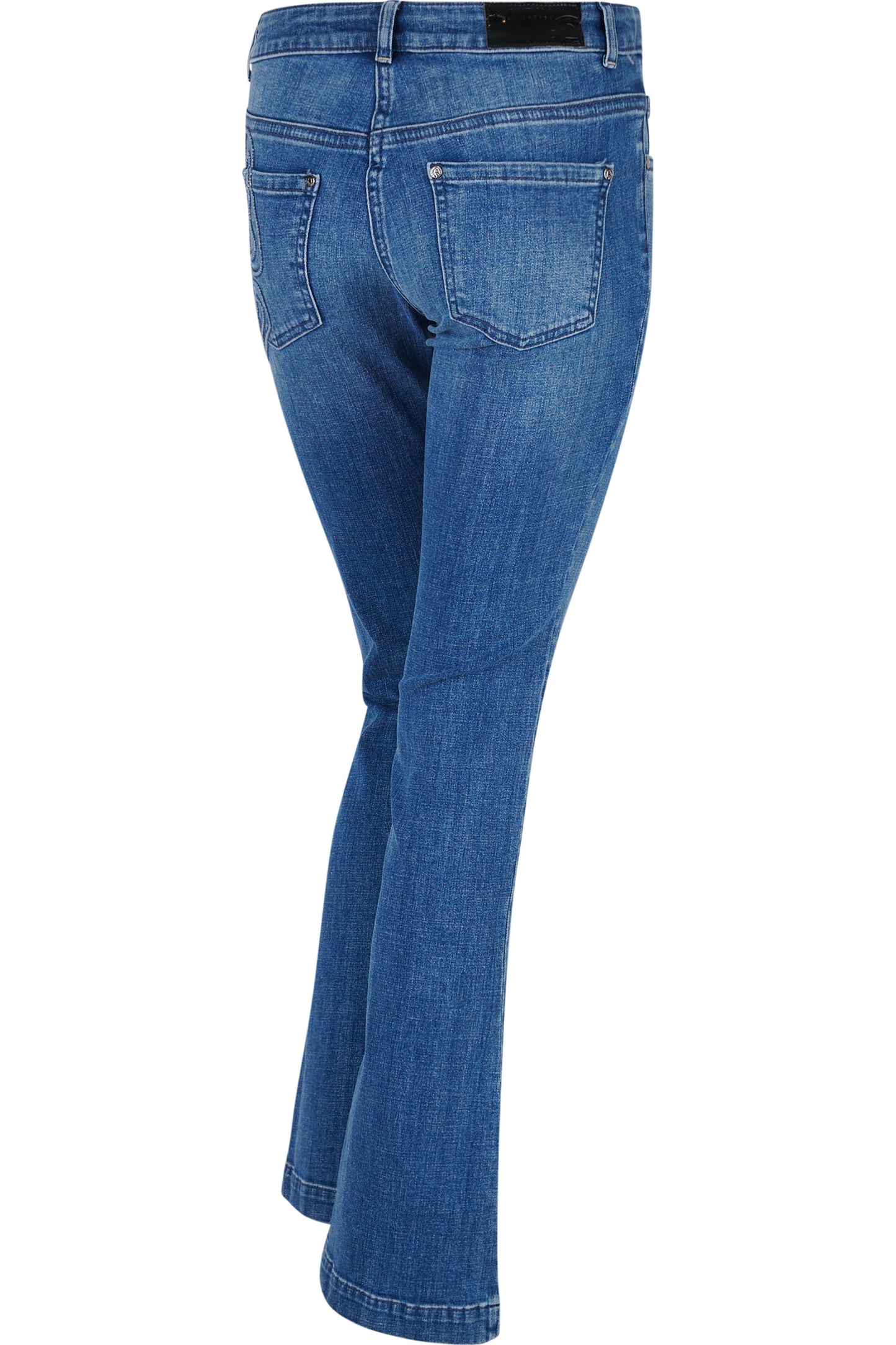 豹纹贴布绣洗水牛仔裤