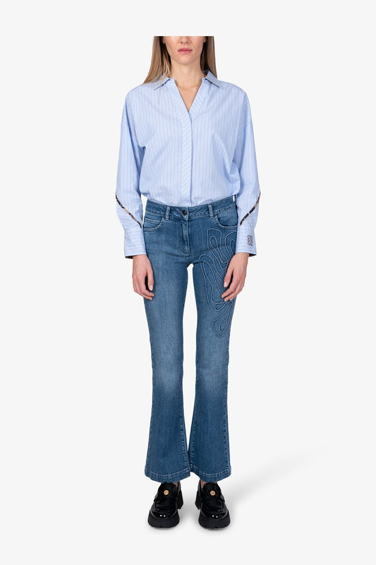 Boot-cut Jeans with Embroidery