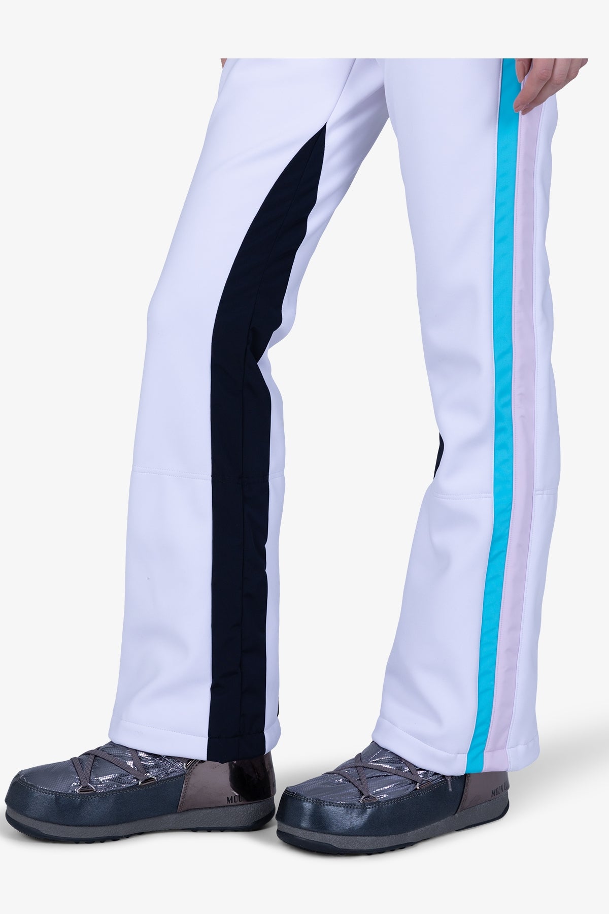 撞色側飾邊修身長褲