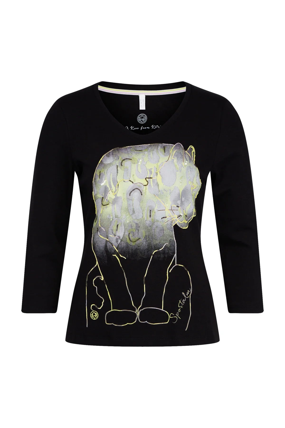 雪紡貼繡珍珠亮片印花T恤