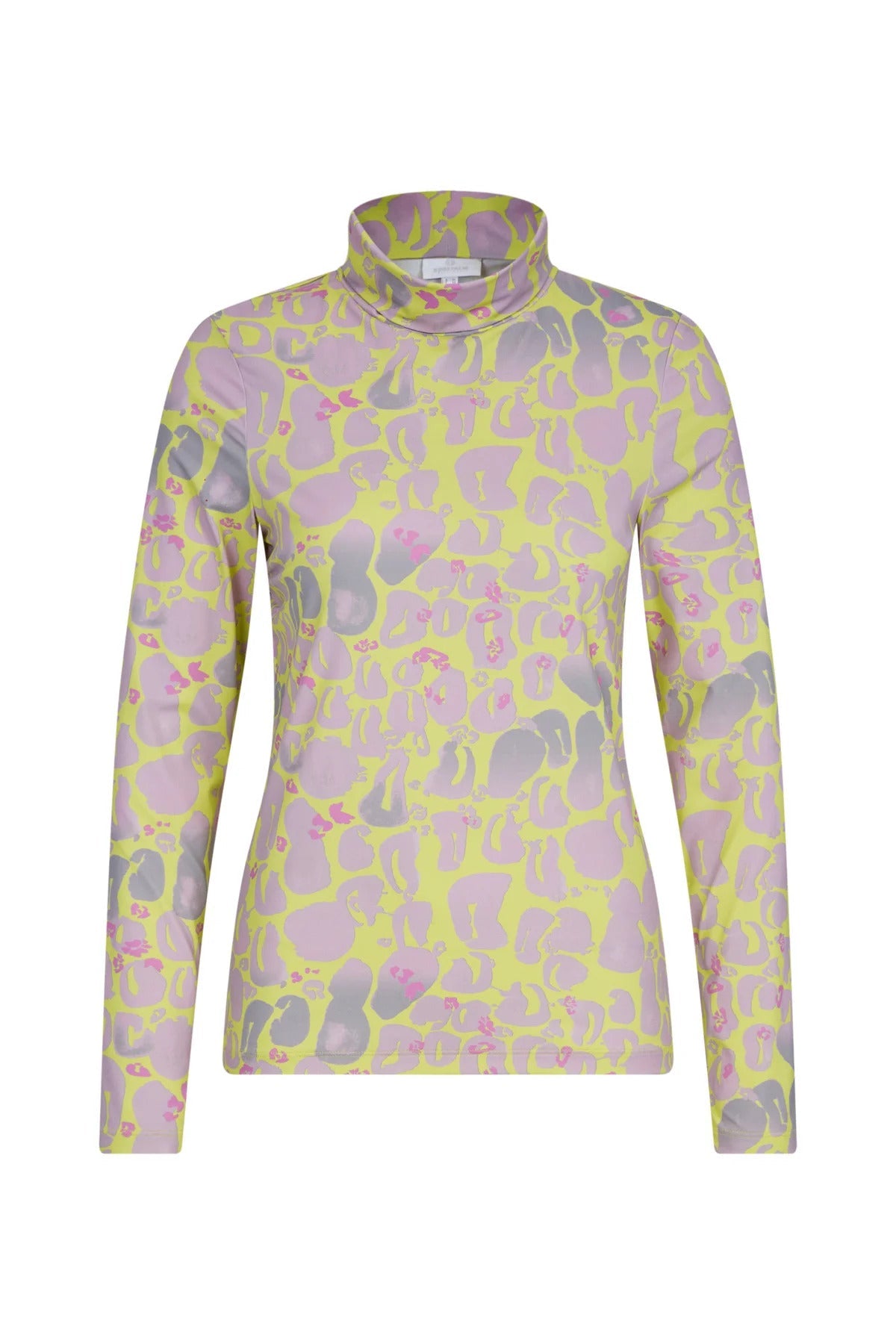 Long-Sleeved Turtleneck T-shirt with All-Over Print