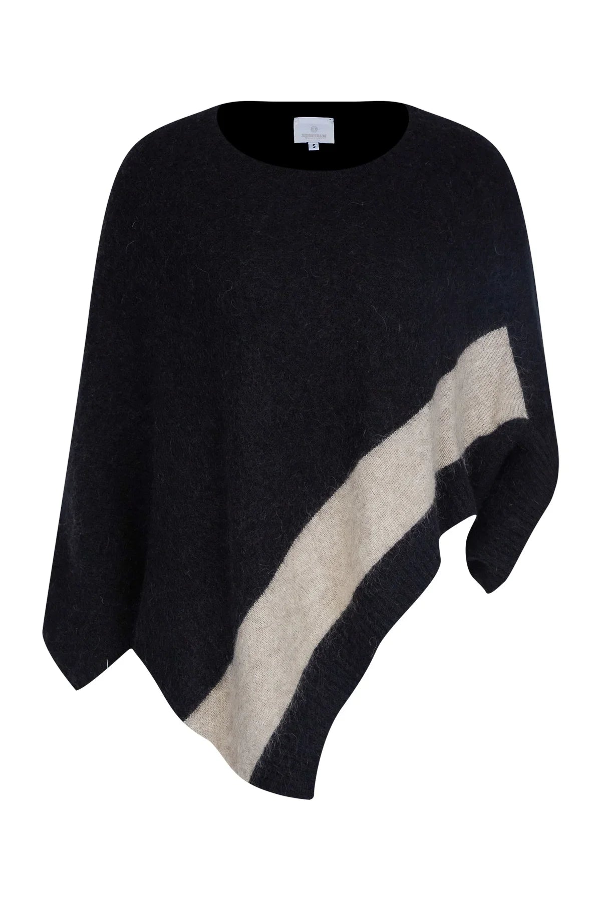 撞色條紋拼接不對稱鬥篷