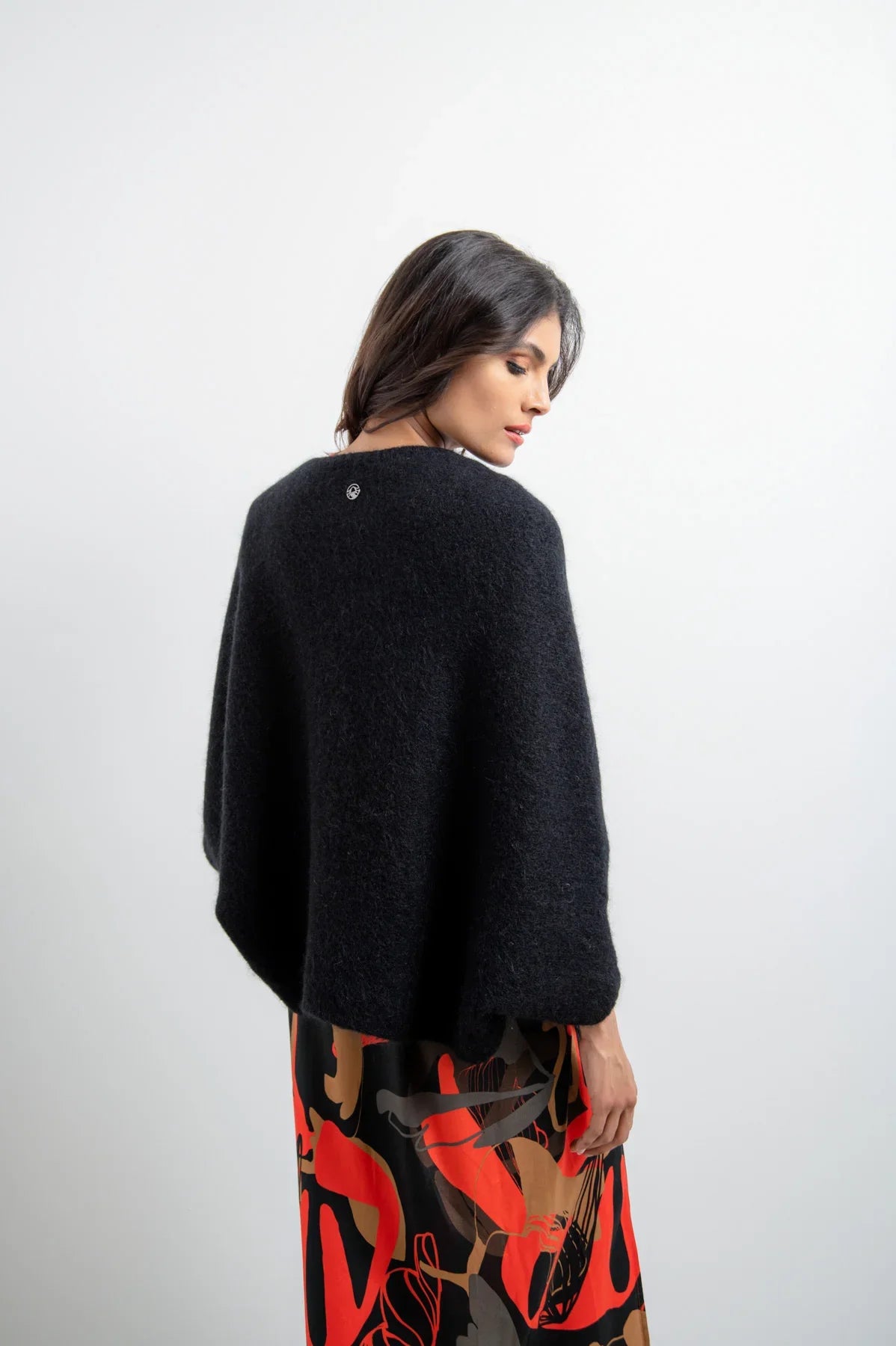 撞色條紋拼接不對稱鬥篷