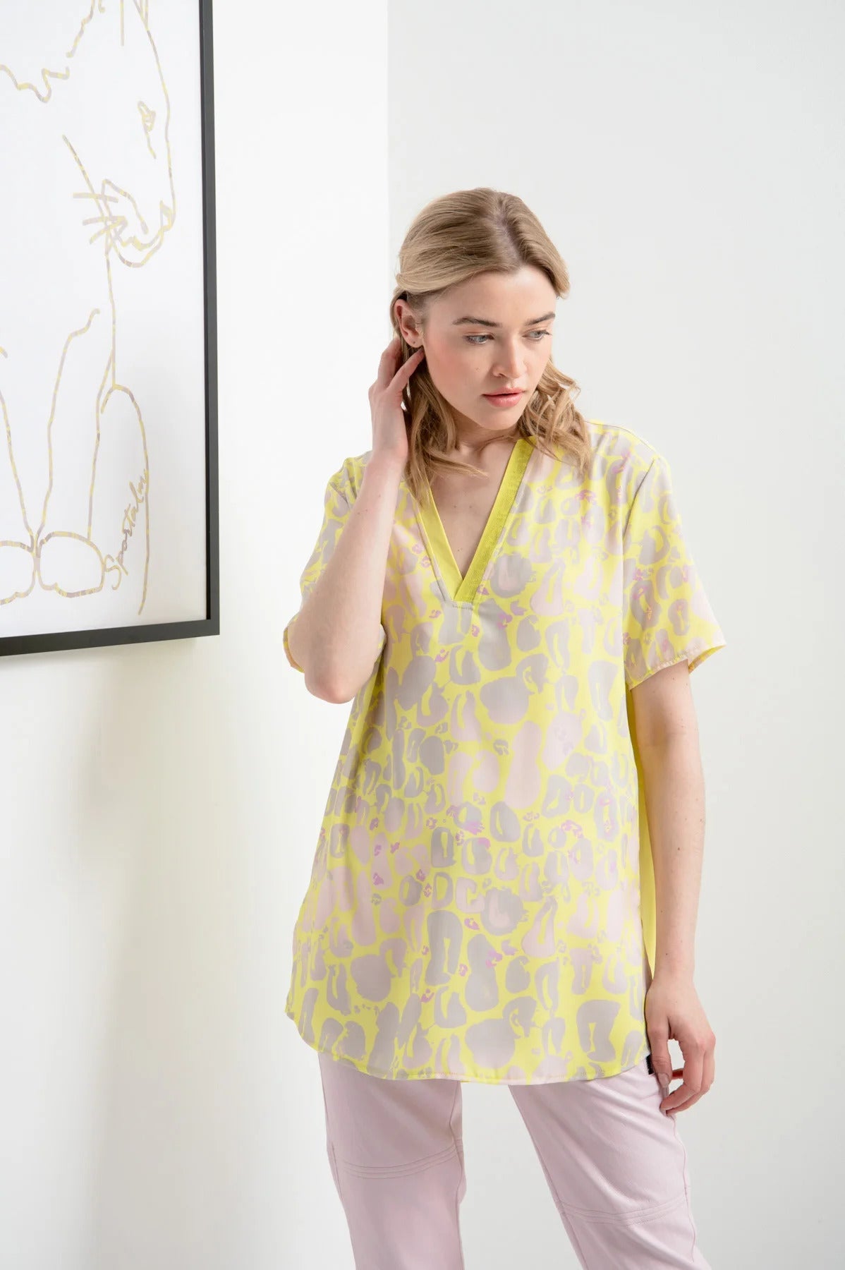 Blouse Shirt with All-over Print