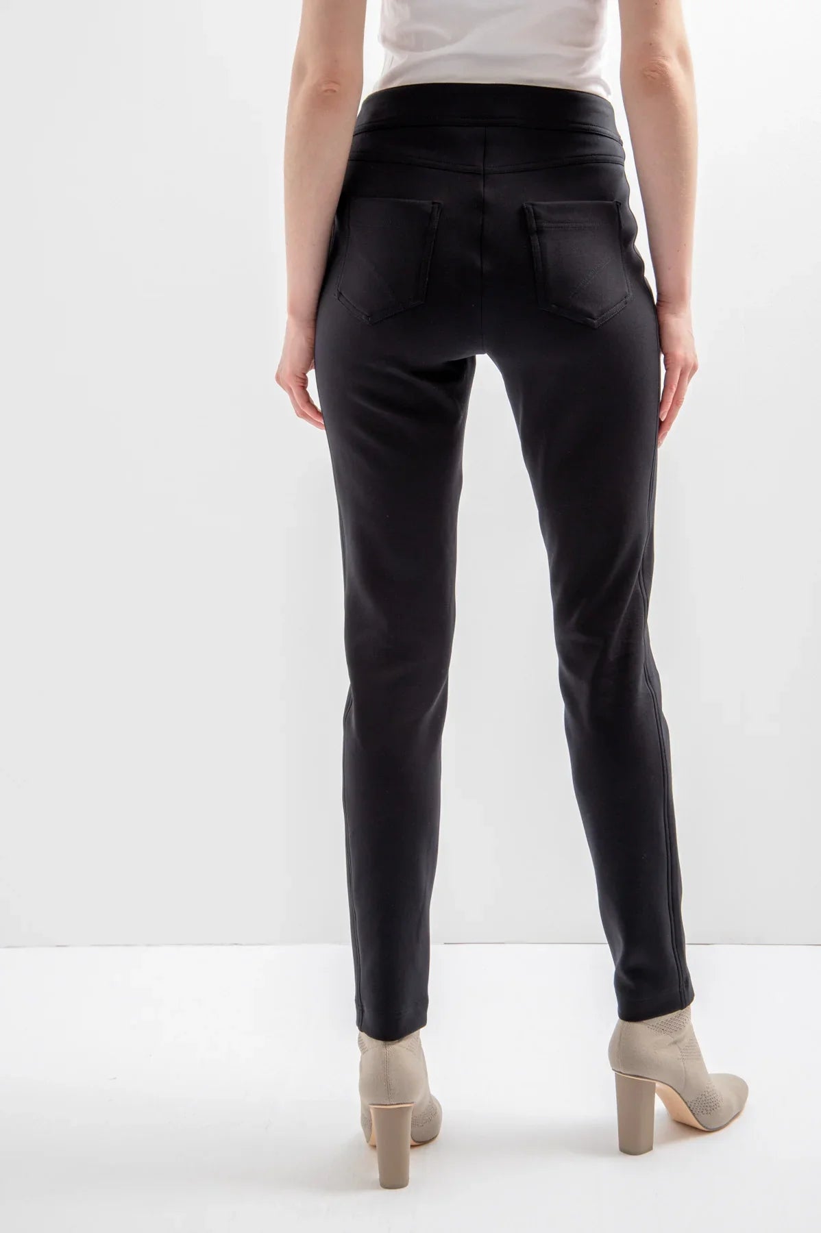 Stretch Material Trousers with Zipper Pockets