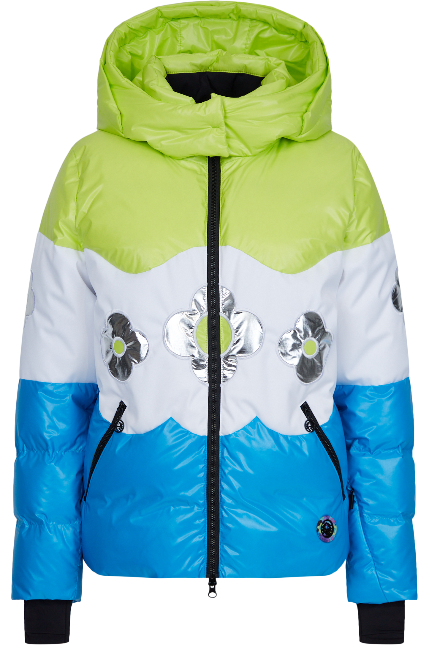 Down Jacket with Flower Applique