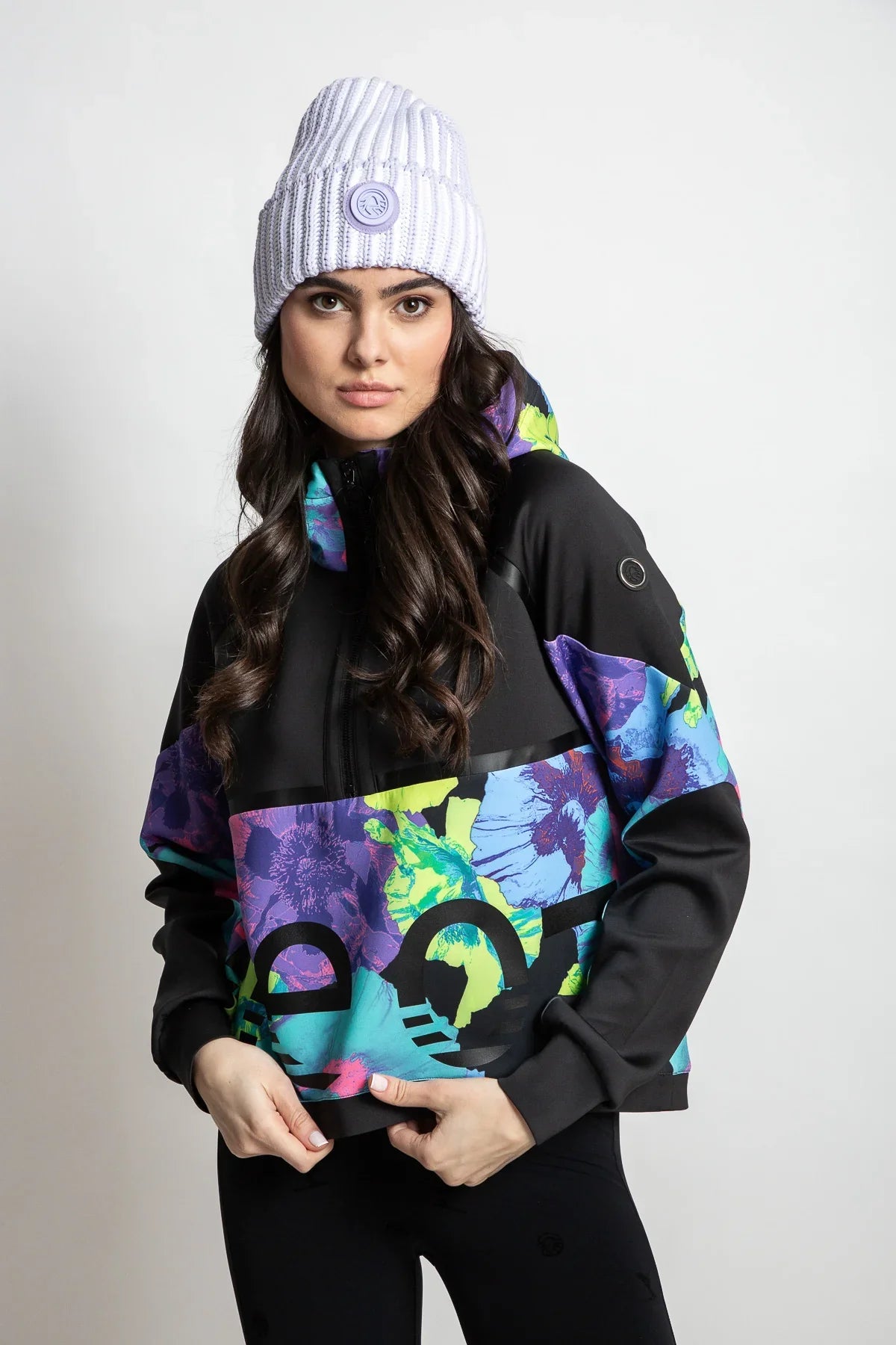 Sweatshirt with Floral Print Block