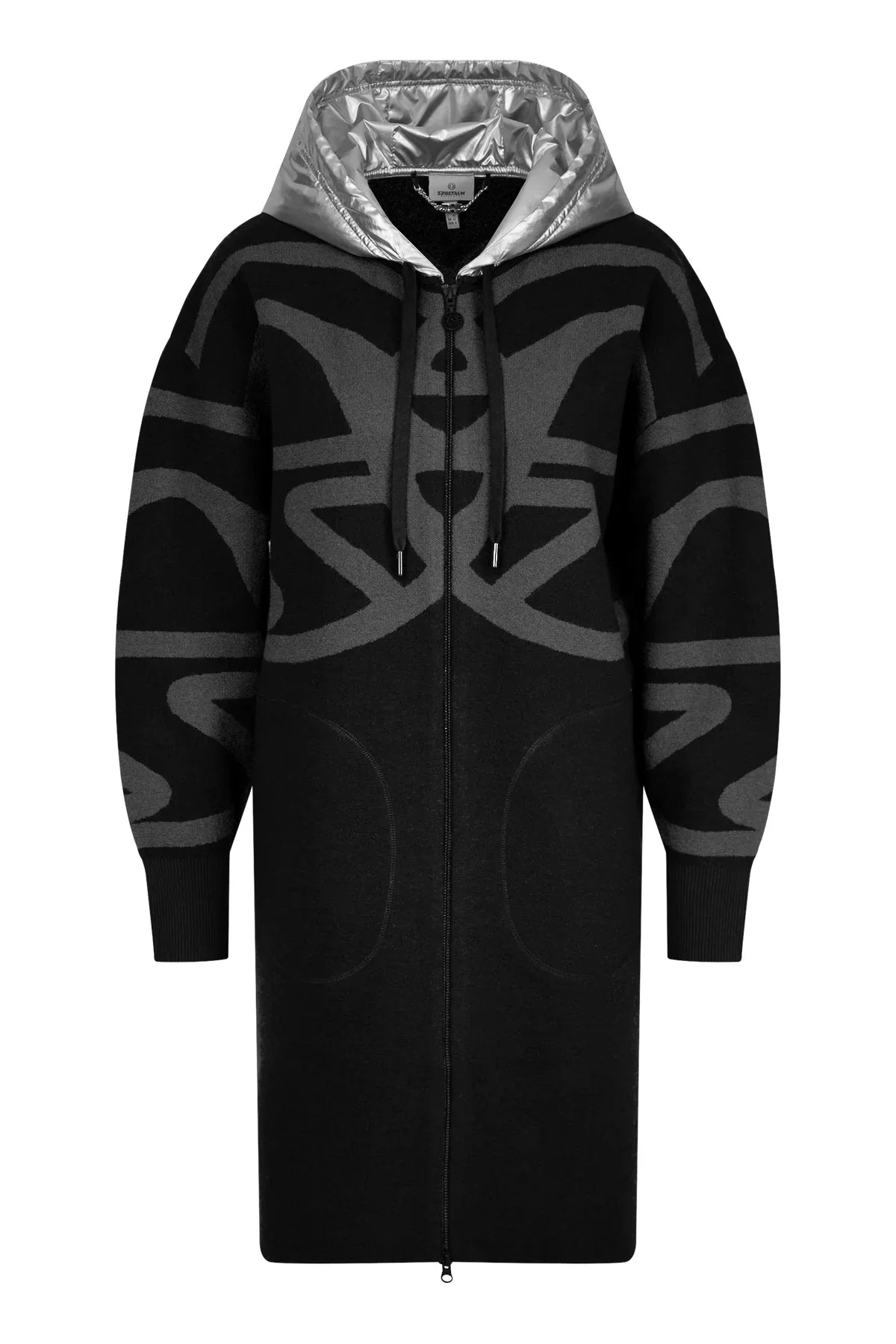 金屬風帽羊毛大衣