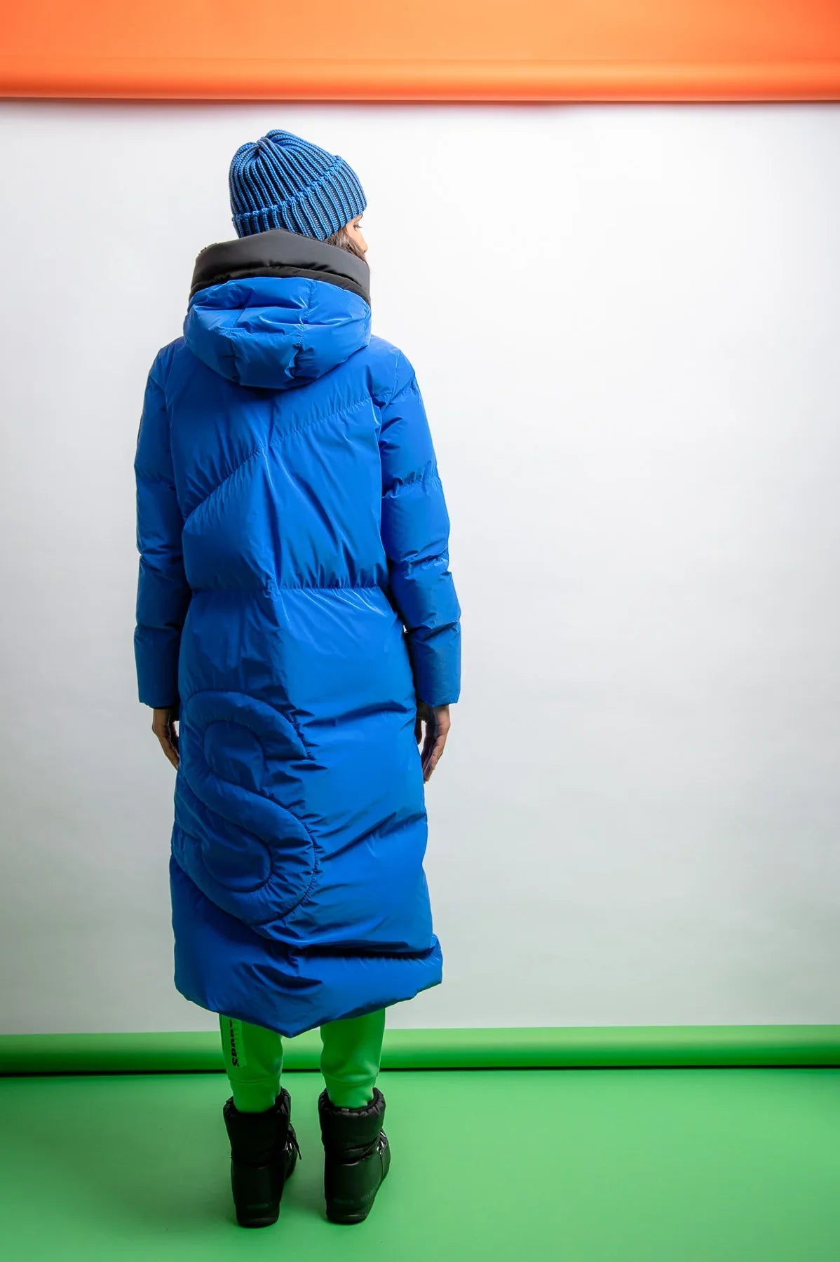 Down Coat with Color Contrasts