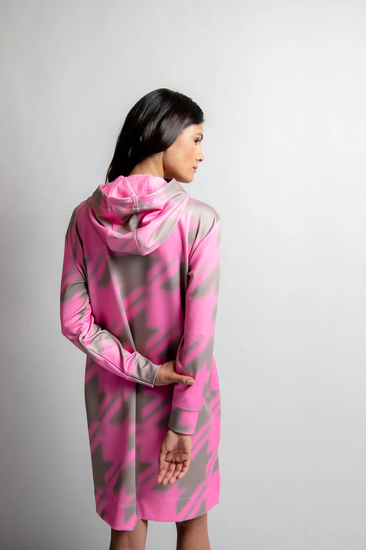Hooded Dress with All-Over Print