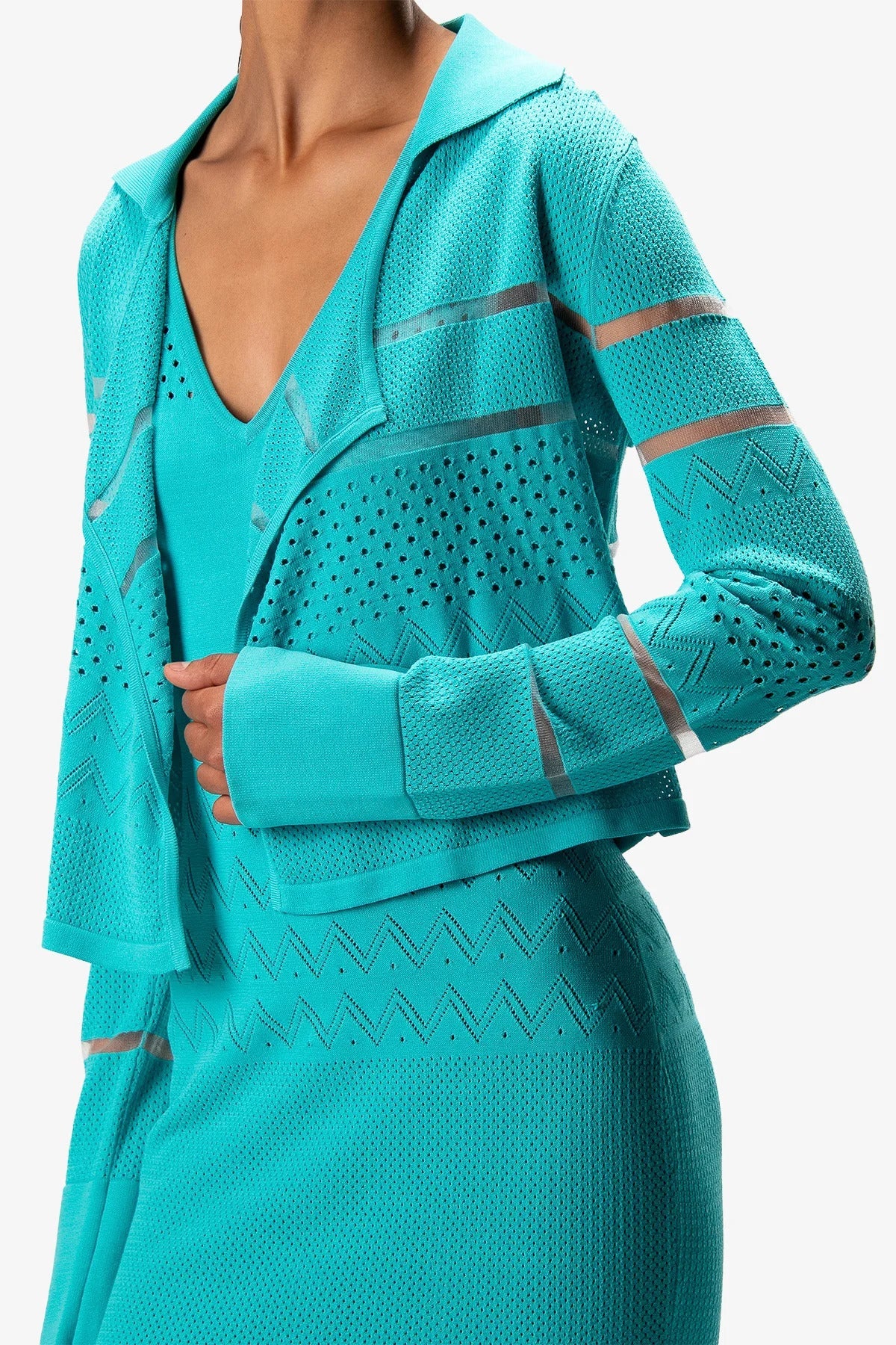 蕾丝拼接针织开衫