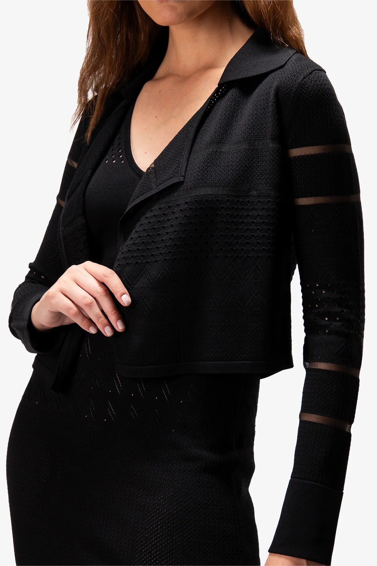 蕾丝拼接针织开衫