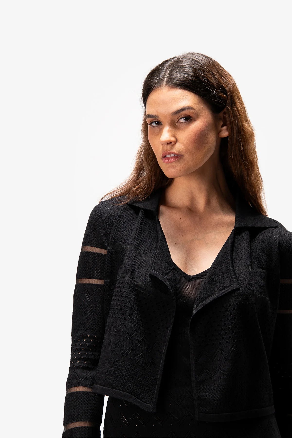 蕾丝拼接针织开衫