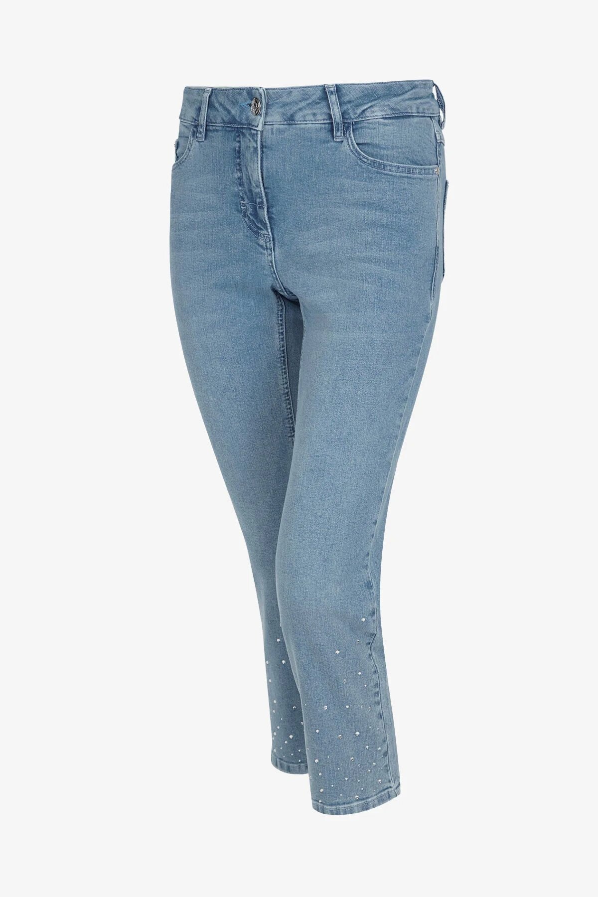 水钻装饰微喇牛仔裤